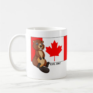 Caneca De Café Dia Leste do Canadá. Sinalizador e castor 1867