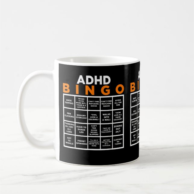 Caneca De Café Dia Mundial da Consciência Mental ADHD Bingo Engra (Esquerda)