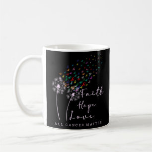Caneca De Café Dia Mundial do Cancer Esperança Ama Dandelion