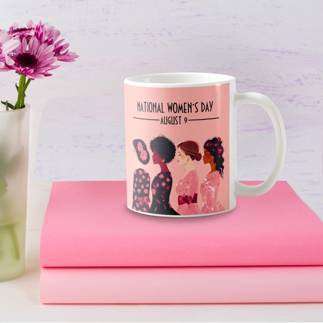 Caneca De Café Dia Nacional da Mulher: Mulheres Globais Rosa (Criador carregado)
