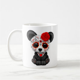 Caneca De Café Dia vermelho do urso de panda inoperante do crânio