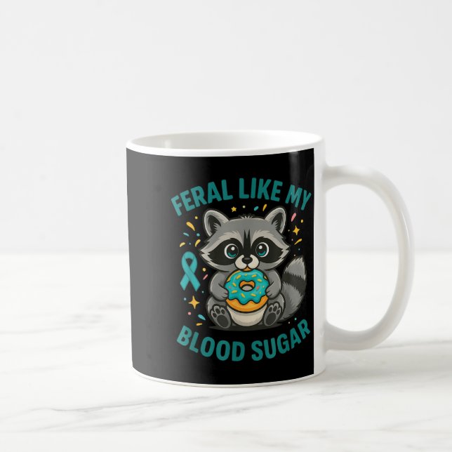 Caneca De Café Diabetes Caos Comida Guaxinim Açúcar no Sangue Eng (Direita)