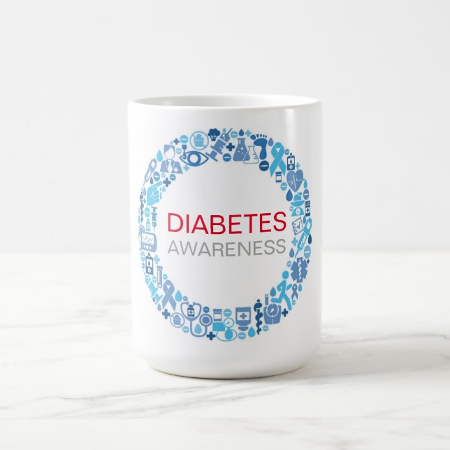 Caneca De Café Diabetes Consciência Círculo Azul (Centro)