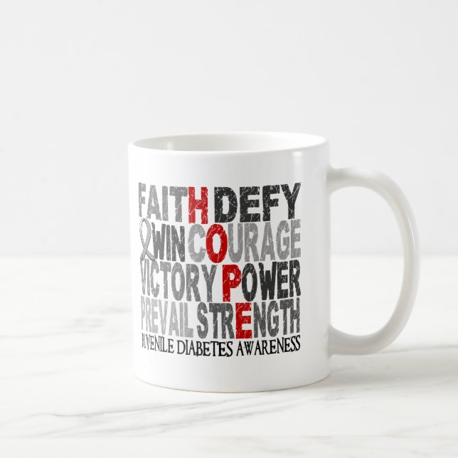 Caneca De Café Diabetes juvenil da colagem da palavra da (Direita)