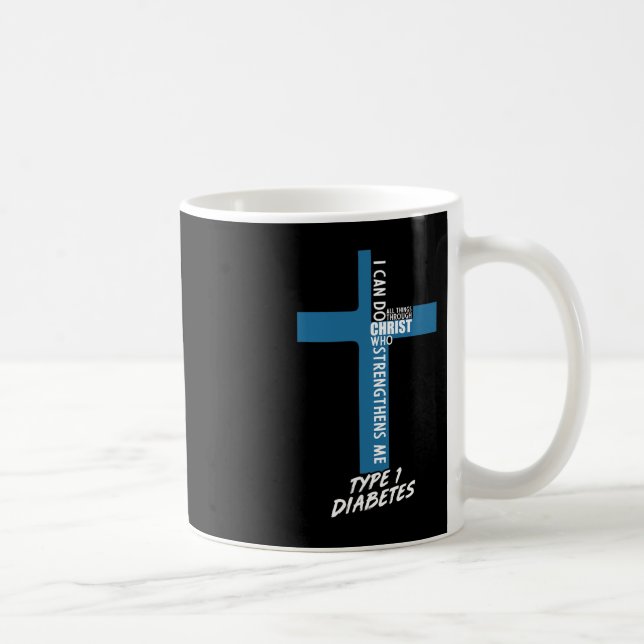 Caneca De Café Diabetes Posso Fazer Tudo Através De Jesus T1D Sup (Direita)