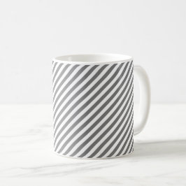 Caneca De Café Diagonal gray and white stripes pattern