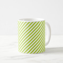 Caneca De Café Diagonal lime green and white stripes pattern