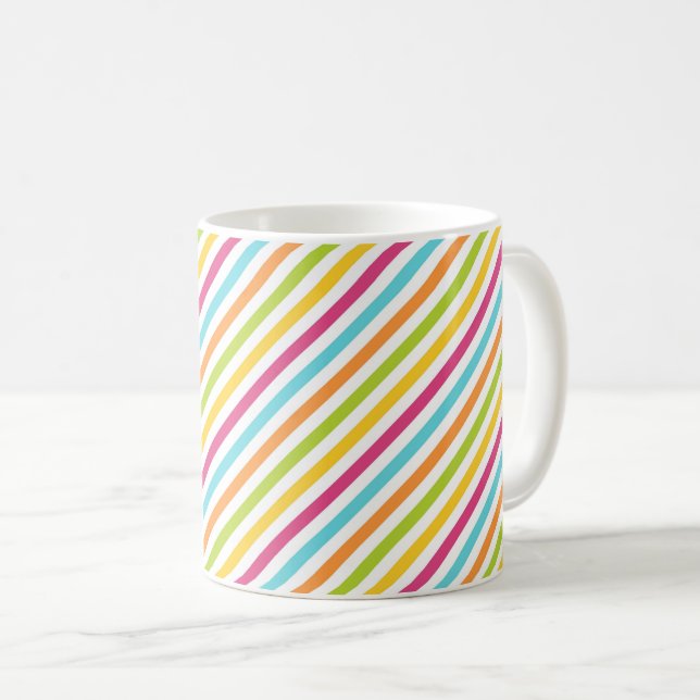 Caneca De Café Diagonal stripes in vibrant colors (Frente Esquerda)