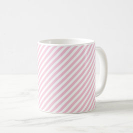 Caneca De Café Diagonal white and pink stripes pattern