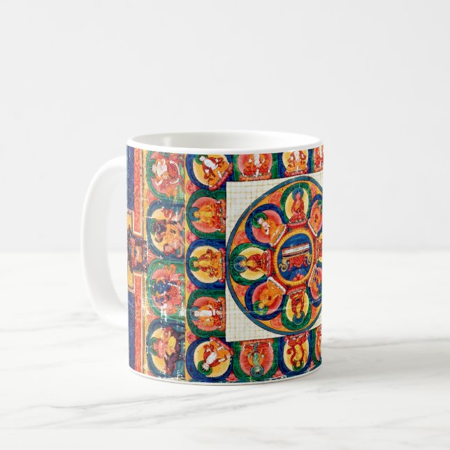 Caneca De Café Diagrama Cósmico Mandala para Meditação (Frente Esquerda)