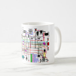 Caneca De Café Diagrama de Cablagem de Moto. Cartão
