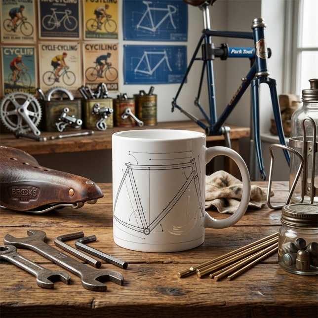 Caneca De Café Diagrama de Geometria de Quadro de Bicicleta  (Criador carregado)