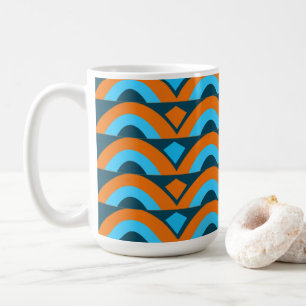 Caneca De Café Diamante Azul Laranja Semestre Geométrico