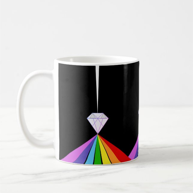 Caneca De Café Diamante e Arco-íris Elegantes (Esquerda)