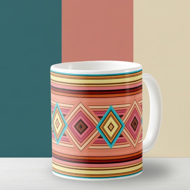 Caneca De Café Diamante e faixa de cores múltiplas suaves (Criador carregado)