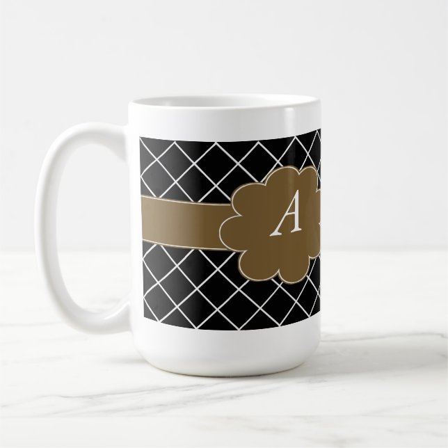 Caneca De Café Diamante Preto Monograma (Esquerda)