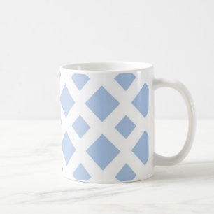 Caneca De Café Diamantes Azuis Claro em Branco