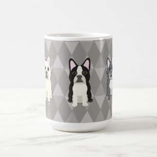 Caneca De Café Diamantes Cinzas Frenchies