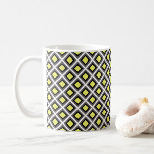 Caneca De Café Diamantes cinzentos, pretos, amarelos escuros de