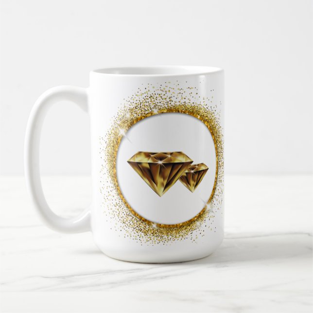 Caneca De Café Diamantes Dourados de Mug (Esquerda)