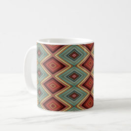 Caneca De Café Diamantes e faixas de cores múltiplas suaves