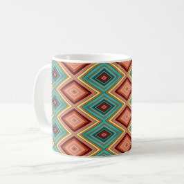 Caneca De Café Diamantes e faixas de cores múltiplas suaves
