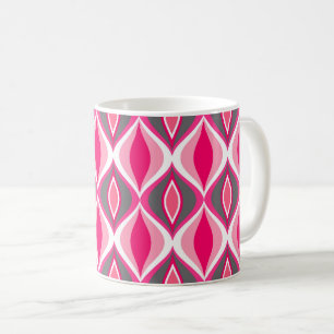 Caneca De Café Diamantes Modernos do Século médio, Rosa, Fúcsia e