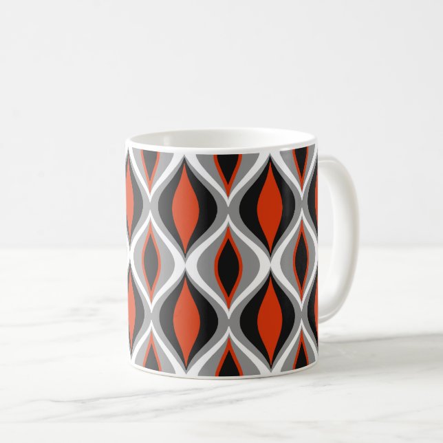 Caneca De Café Diamantes Modernos do Século Médio, Vermelho Negro (Frente Esquerda)