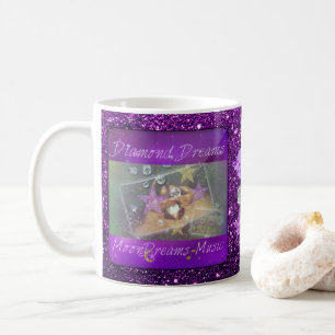 Caneca De Café Diamond Dreams Purple Faux Glitter