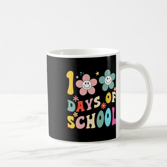 Caneca De Café Dias Da Escola Groovy 100º Dia De Professora (Direita)