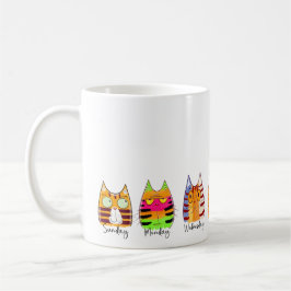 Caneca De Café Dias da Semana dos Gatos Engraçados