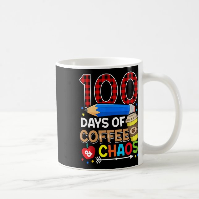 Caneca De Café Dias De Café E Caos 100º Dia De Ensino (Direita)
