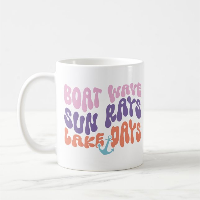 Caneca De Café Dias de Lago de Sun de Ondas de Barco (Esquerda)