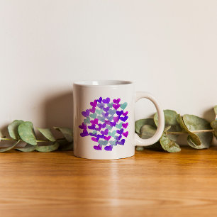 Caneca De Café Dias de os namorados - roxo e aqua