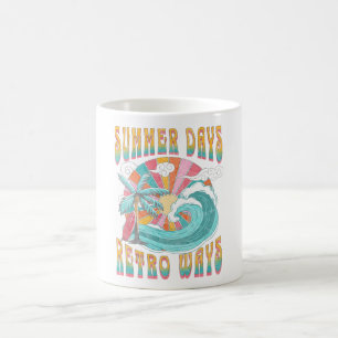 Caneca De Café Dias de Verão, design de texto de trajetos retrógr