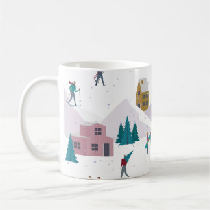 Caneca De Café Dias feriados nos Alpes de inverno: pessoas ativas