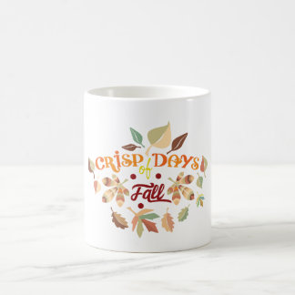 Caneca De Café Dias Nítidos de Tipografia de Folhas de Outono de