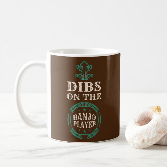 Caneca De Café Dibs Sobre O Jogador Banjo Cordas Musicais (Com Donut)