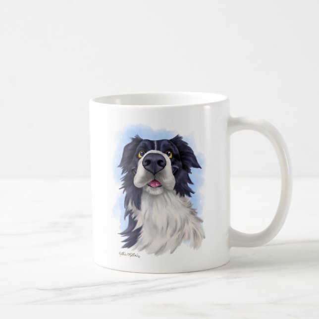 Caneca De Café Dibujos animados divertidos de Border Collie (Direita)