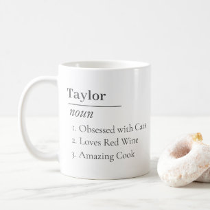 Caneca De Café Dicionário de Definição de Nome Personalizado Fato