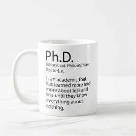 Caneca De Café Dicionário Engraçado de Definição de PhD, PhD Lega