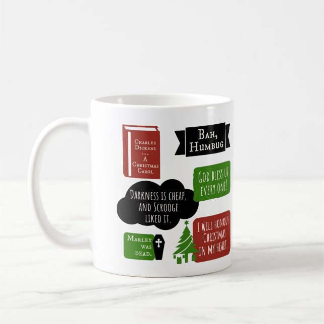 Caneca De Café Dickens A Christmas Carol Personalised Scrooge (Esquerda)