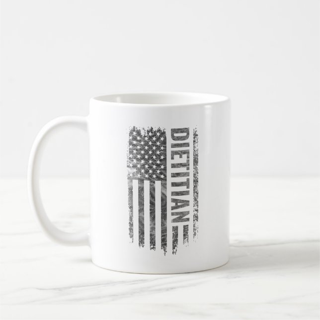 Caneca De Café Dietitian USA Flag Distressed design (Esquerda)