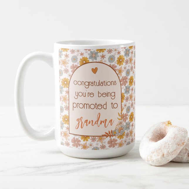 Caneca De Café Dif Boho Floral de Dosagem de Gravidez Personaliza (Com Donut)