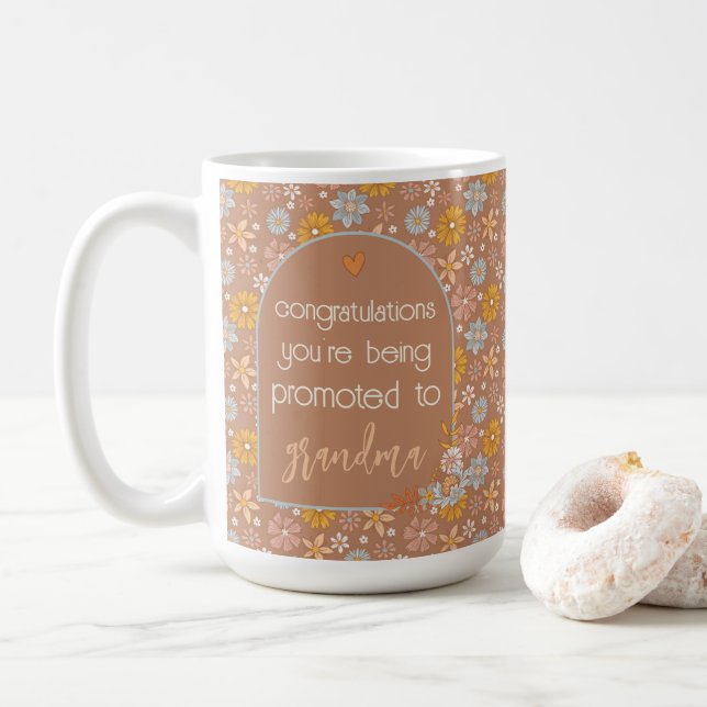 Caneca De Café Dif Boho Floral de Dosagem de Gravidez Personaliza (Com Donut)
