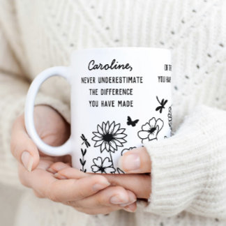 Caneca De Café "Diferença que Você Fez" Nome Personalizado Person