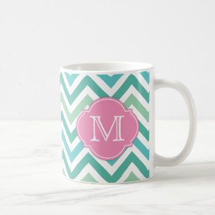 Caneca De Café Diferentes tons de divisa verde com monograma