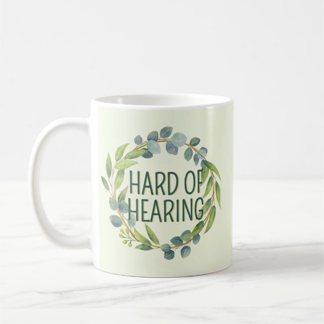 Caneca De Café Dificuldade Auditiva Botânica Surdez Verde (Esquerda)