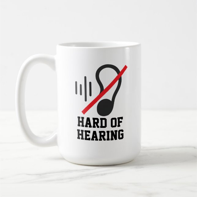 Caneca De Café Dificuldade Auditiva Design Simples (Esquerda)