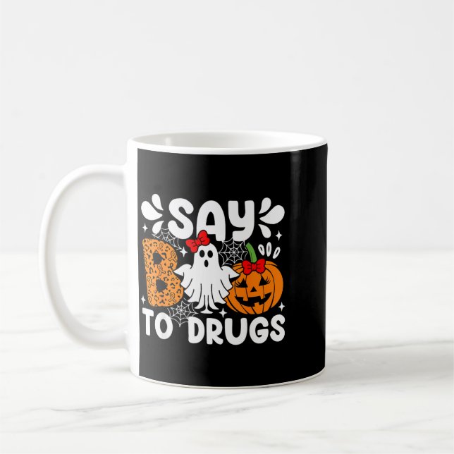 Caneca De Café Diga Boo às Drogas Funny Halloween Red Ribbon Week (Esquerda)